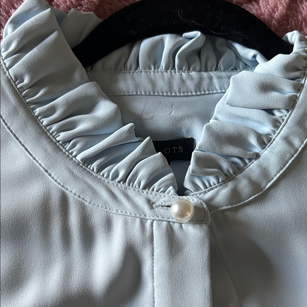 Talbots Light Blue Ruffle Blouse‎ - Picture 2 of 8